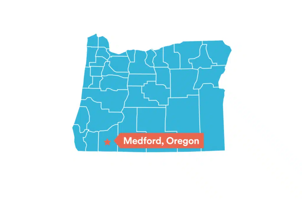 A Map of Oregon with Medford starred
