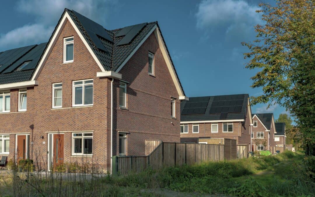 A brick house with solar panels on it